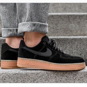 Black Nike AF1s with Gum Sole
